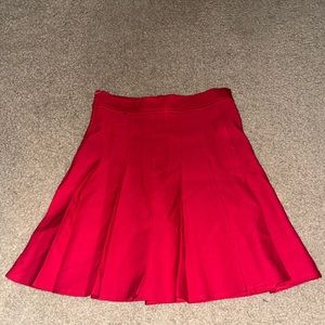 Red high-waisted pleated SHEIN skirt